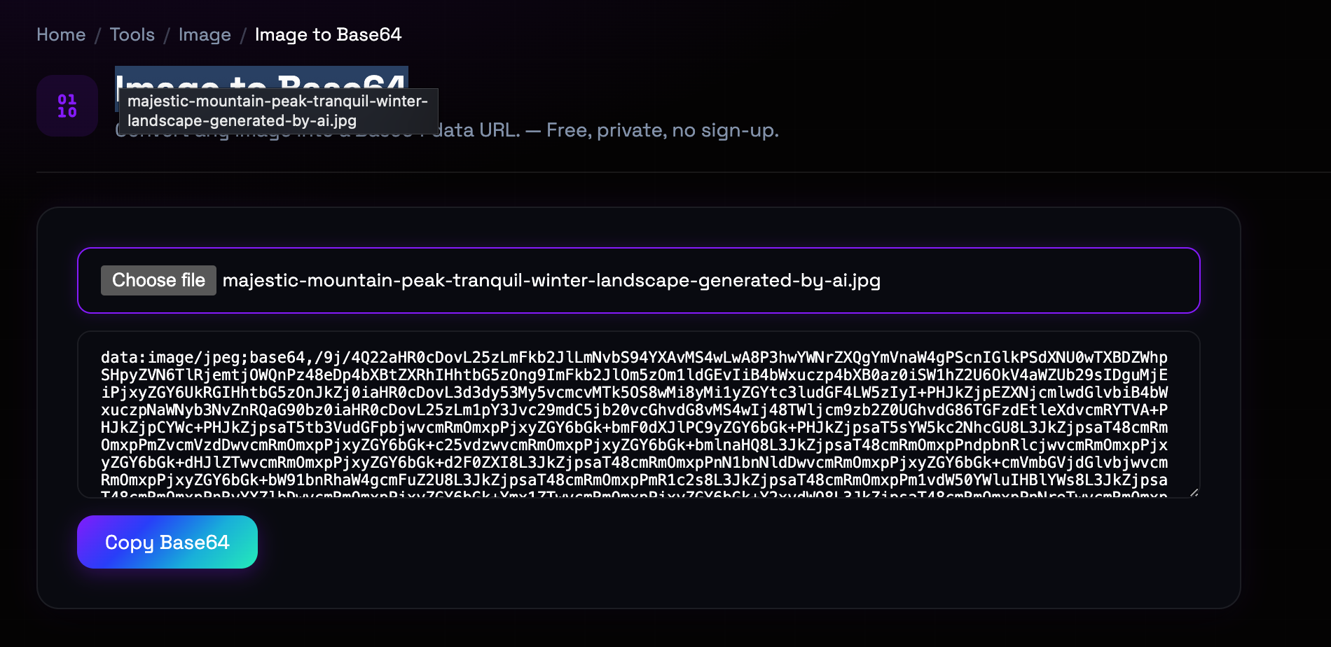 How to use Image to Base64 online — free, fast, and private